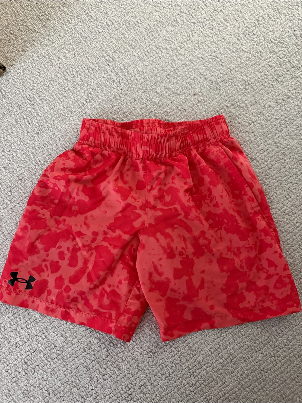 Under Armour Kids' Red Camo Athletic Shorts- Youth XS